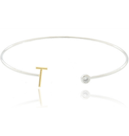 COOL & INTERESTING Two Tone Initial T Bangle
