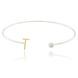 COOL & INTERESTING Two Tone Initial T Bangle