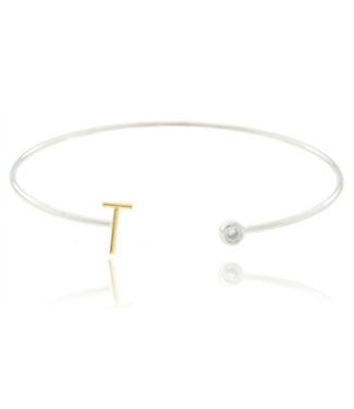 COOL & INTERESTING Two Tone Initial T Bangle