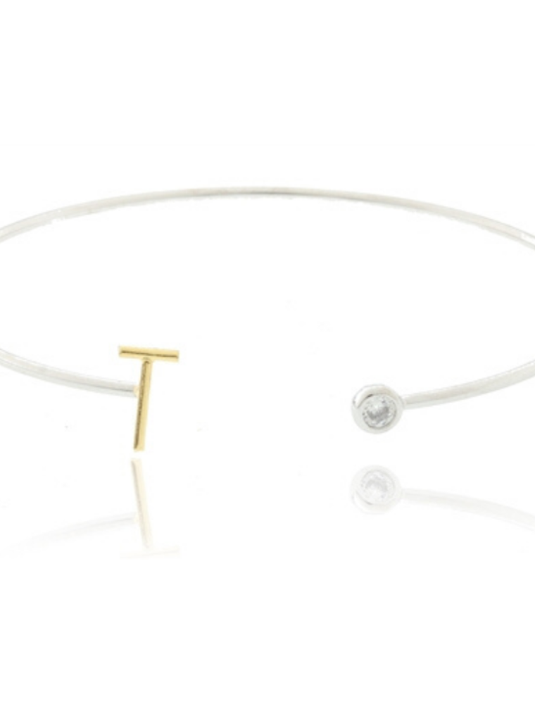 COOL & INTERESTING Two Tone Initial T Bangle