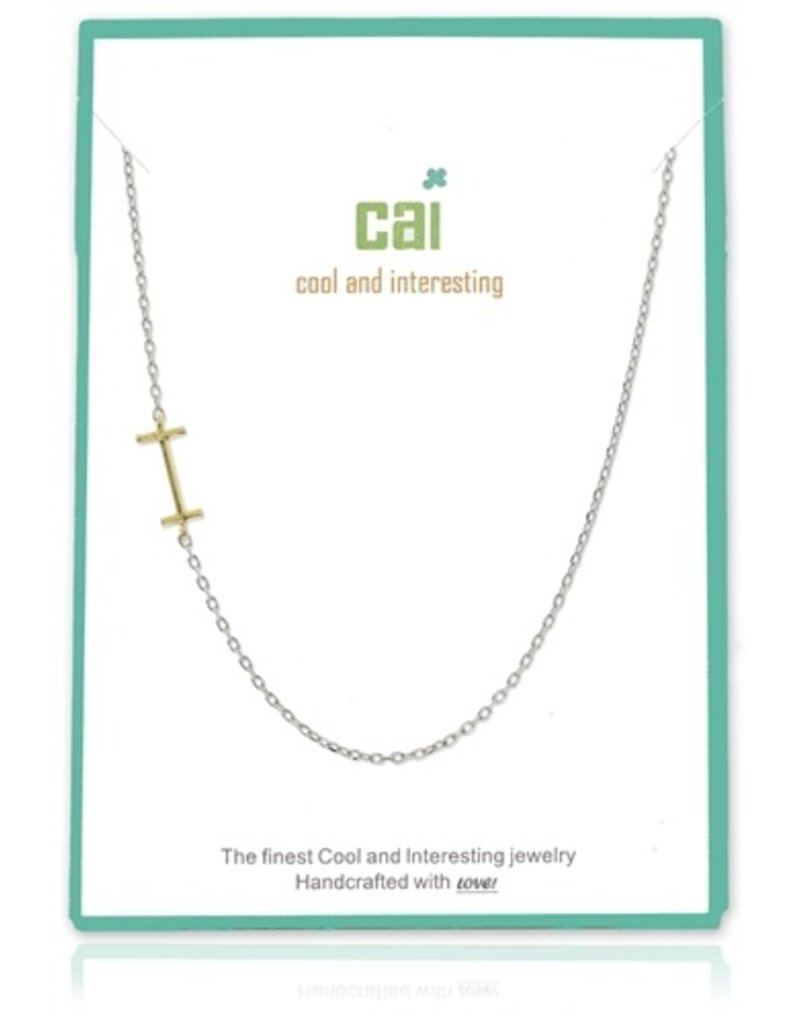 COOL & INTERESTING Two Tone Initial I Necklace