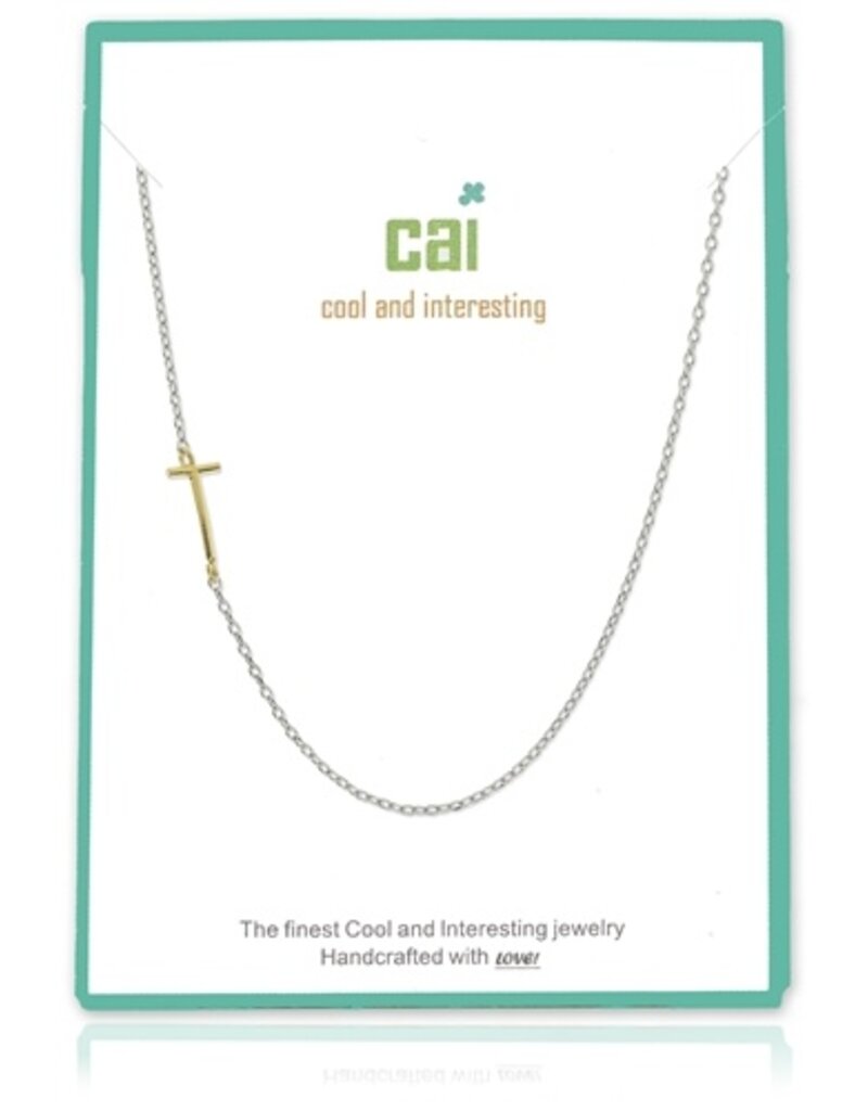 COOL & INTERESTING Two Tone Initial T Necklace