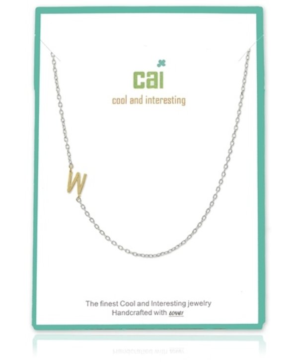 Two Tone Initial W Necklace