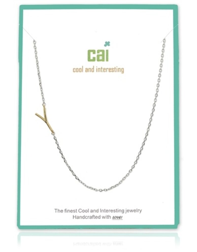 COOL & INTERESTING Two Tone Initial Y Necklace