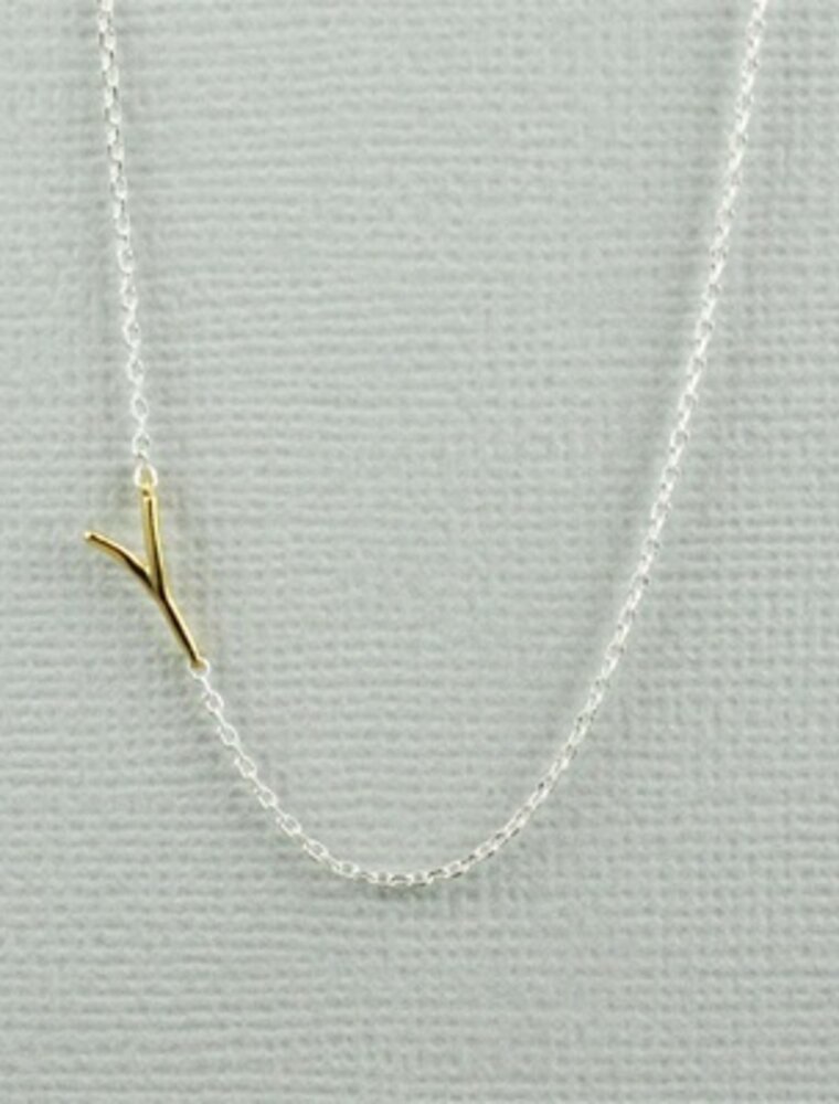 COOL & INTERESTING Two Tone Initial Y Necklace