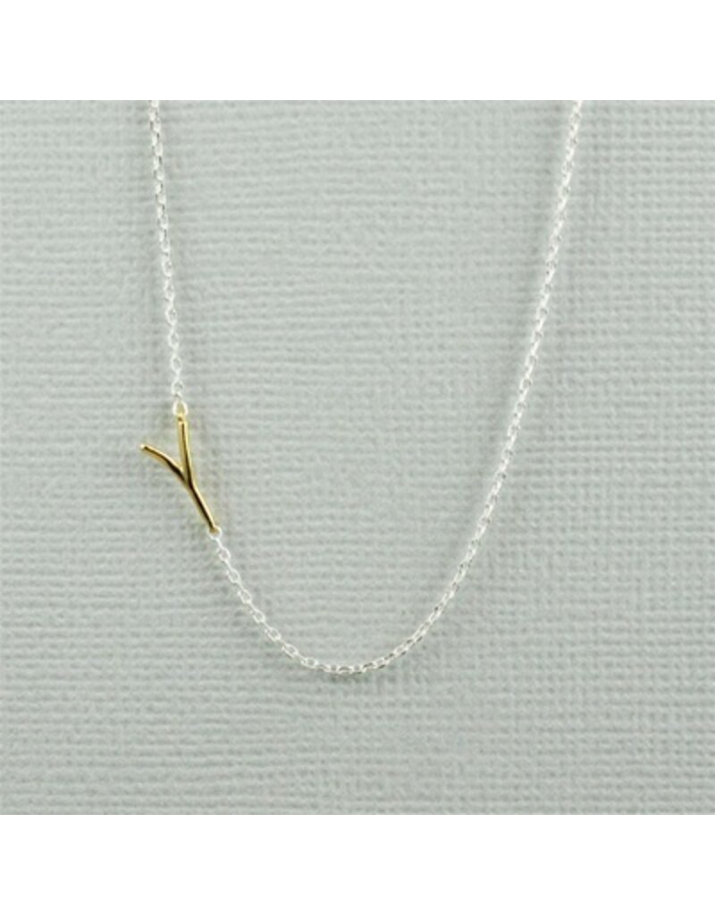 COOL & INTERESTING Two Tone Initial Y Necklace