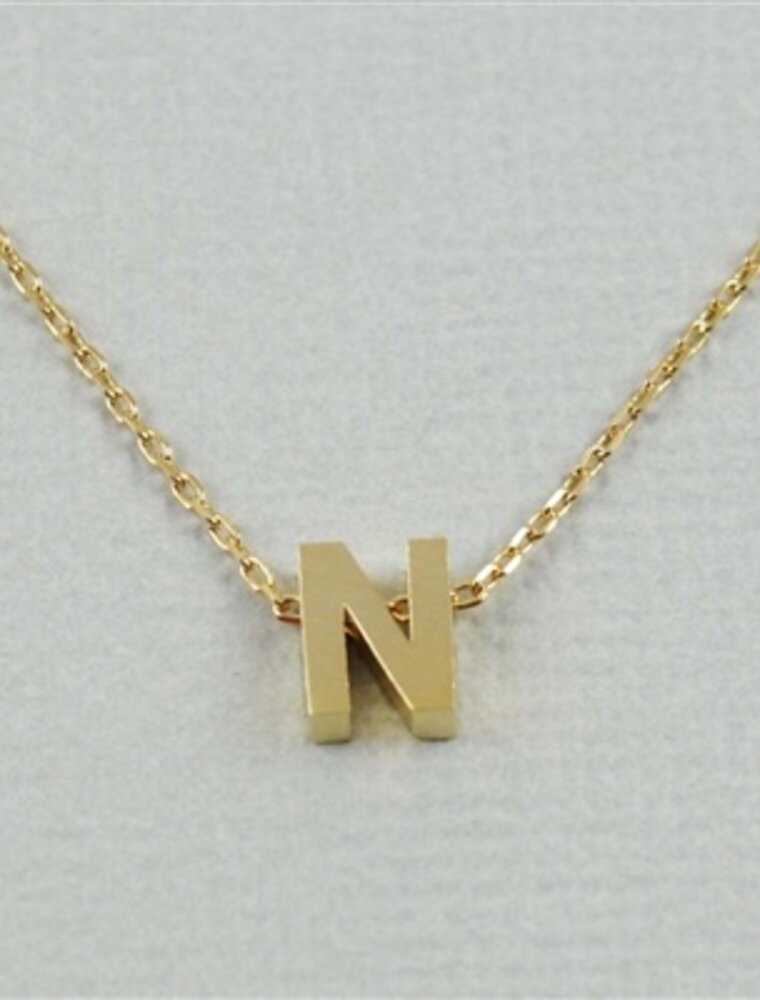 COOL & INTERESTING Block Initial N Necklace