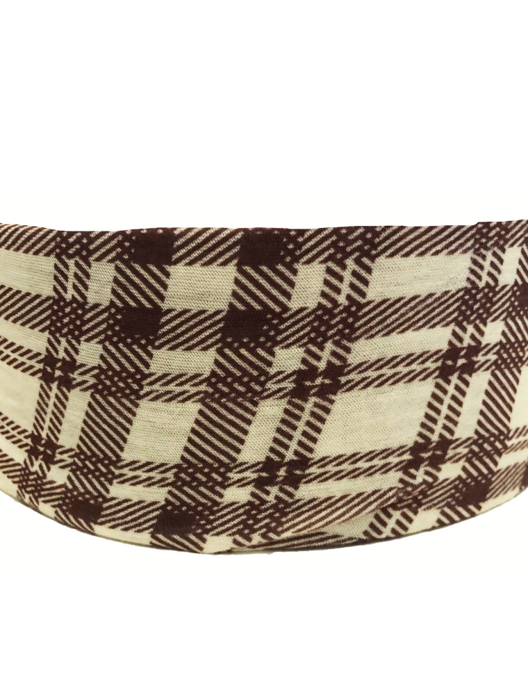 Tan Plaid Tube Turban