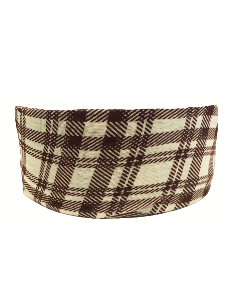 Tan Plaid Tube Turban