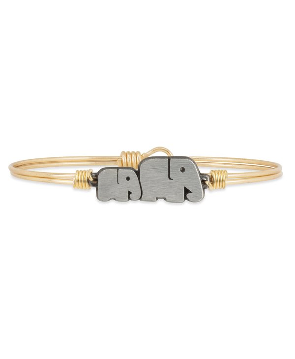 Mama Elephant Bangle Bracelet in Gold