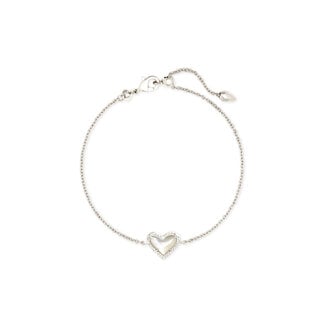 KENDRA SCOTT DESIGN Ari Heart Silver Chain Bracelet in Ivory Mother-of-Pearl