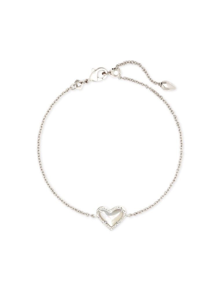 KENDRA SCOTT DESIGN Ari Heart Silver Chain Bracelet in Ivory Mother-of-Pearl