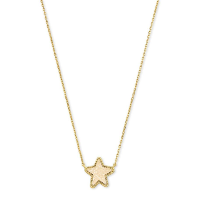 Jae Star Gold Pendant Necklace in Iridescent Drusy