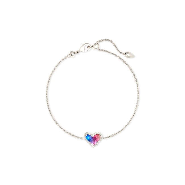 Ari Heart Silver Chain Bracelet in Watercolor Illusion