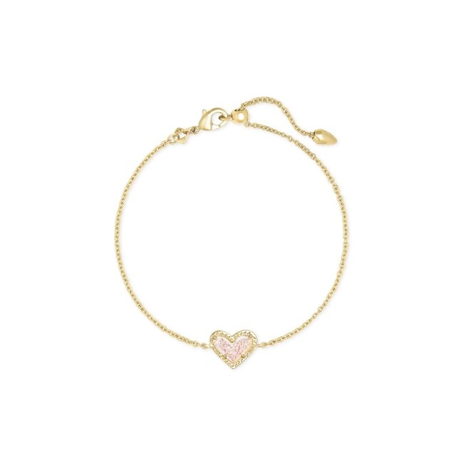 Ari Heart Gold Chain Bracelet in Iridescent Drusy