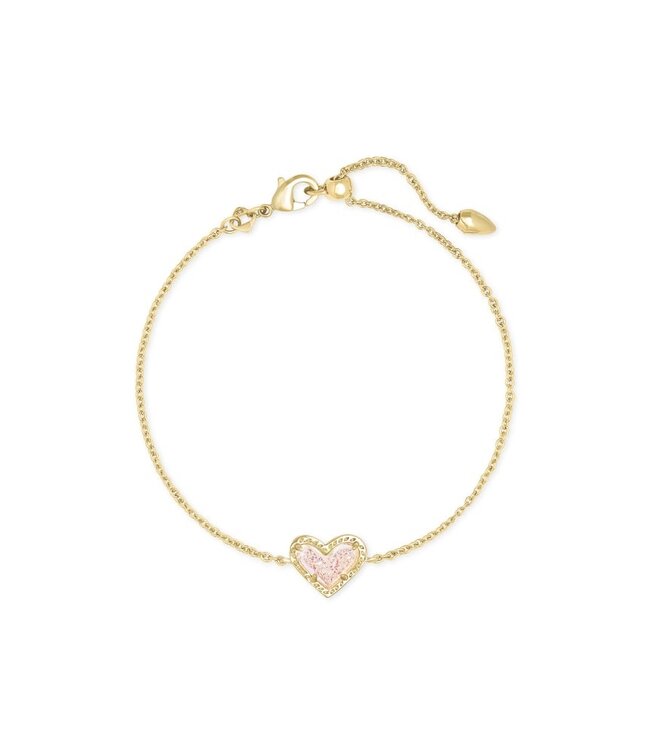 Ari Heart Gold Chain Bracelet in Iridescent Drusy