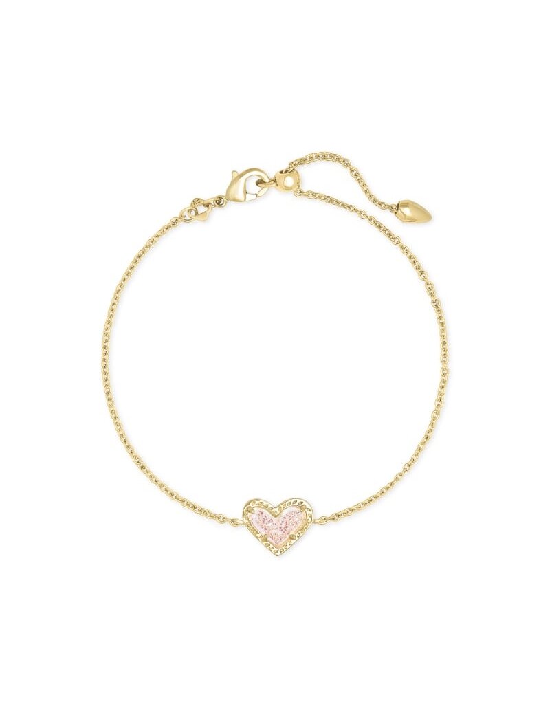 KENDRA SCOTT DESIGN Ari Heart Gold Chain Bracelet in Iridescent Drusy