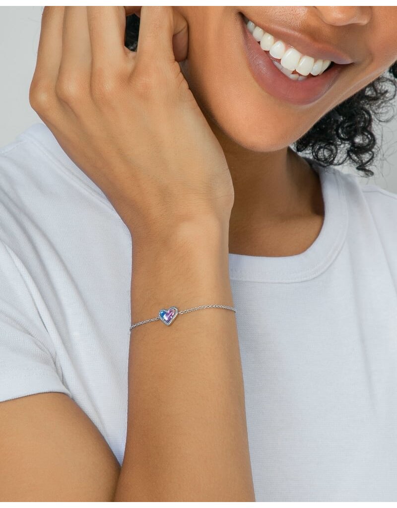 KENDRA SCOTT DESIGN Ari Heart Gold Chain Bracelet in Iridescent Drusy