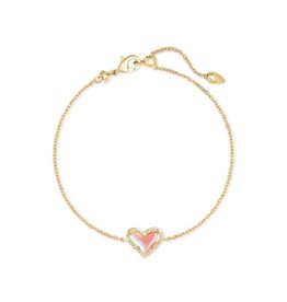 KENDRA SCOTT DESIGN Ari Heart Gold Chain Bracelet in Dichroic Glass