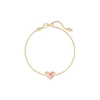 KENDRA SCOTT DESIGN Ari Heart Gold Chain Bracelet in Dichroic Glass