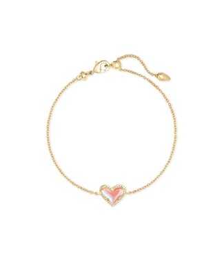 KENDRA SCOTT DESIGN Ari Heart Gold Chain Bracelet in Dichroic Glass