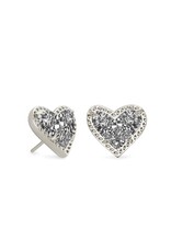KENDRA SCOTT DESIGN Ari Heart Silver Stud Earrings in Platinum Drusy