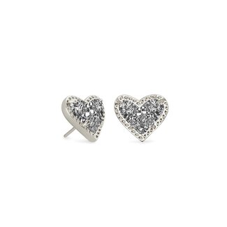 KENDRA SCOTT DESIGN Ari Heart Silver Stud Earrings in Platinum Drusy