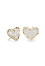 KENDRA SCOTT DESIGN Ari Heart Gold Stud Earrings in Iridescent Drusy