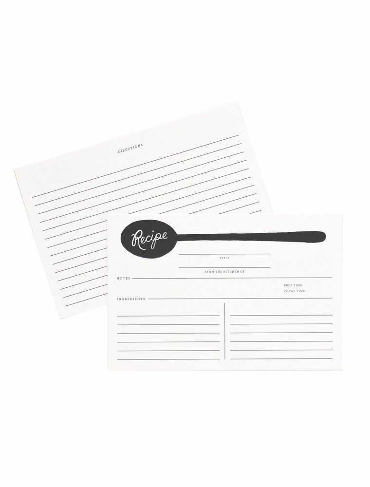 RIFLE PAPER COMPANY Recipe Cards in Charcoal Spoon