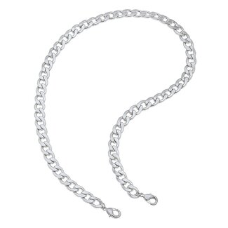Soleil Bold Curb 20" Chain Mask Necklace in Silver