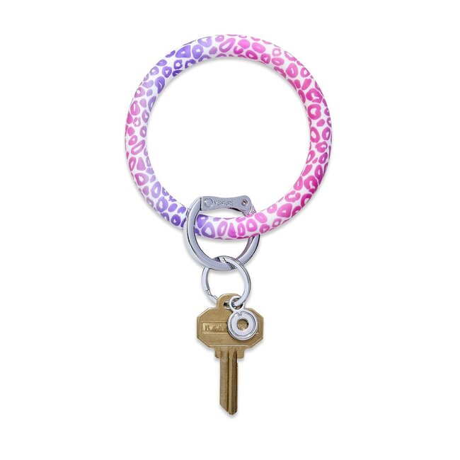 Silicone Big O Key Ring in Pink Cheetah