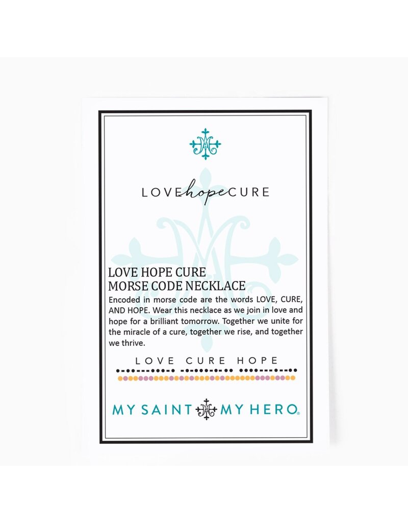 MY SAINT MY HERO Love Hope Cure Morse Code Necklace in Gold