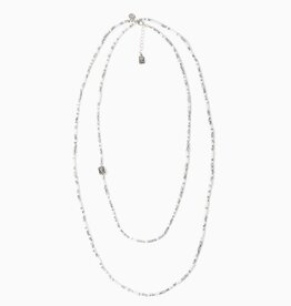 MY SAINT MY HERO Love Prayer Morse Code Rope Necklace - Silver/Blue/White