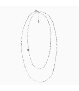 MY SAINT MY HERO Love Prayer Morse Code Rope Necklace - Silver/Blue/White