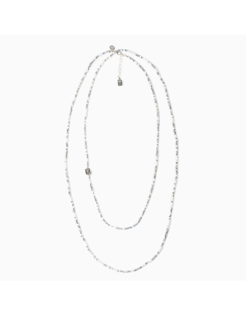 MY SAINT MY HERO Love Prayer Morse Code Rope Necklace - Silver/Blue/White