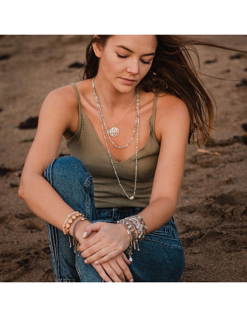 MY SAINT MY HERO Love Prayer Morse Code Rope Necklace - Silver/Blue/White