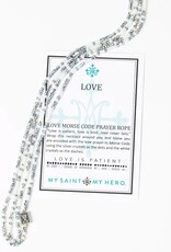 MY SAINT MY HERO Love Prayer Morse Code Rope Necklace - Silver/Blue/White