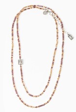 MY SAINT MY HERO Serenity Morse Code Rope Necklace - Silver/Pink/Topaz