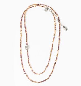 MY SAINT MY HERO Serenity Morse Code Rope Necklace - Silver/Pink/Topaz