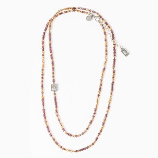 MY SAINT MY HERO Serenity Morse Code Rope Necklace - Silver/Pink/Topaz