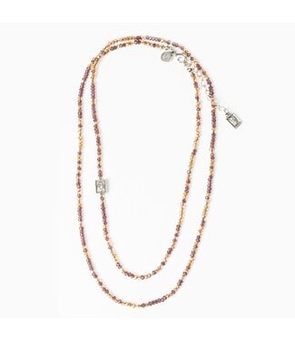 MY SAINT MY HERO Serenity Morse Code Rope Necklace - Silver/Pink/Topaz