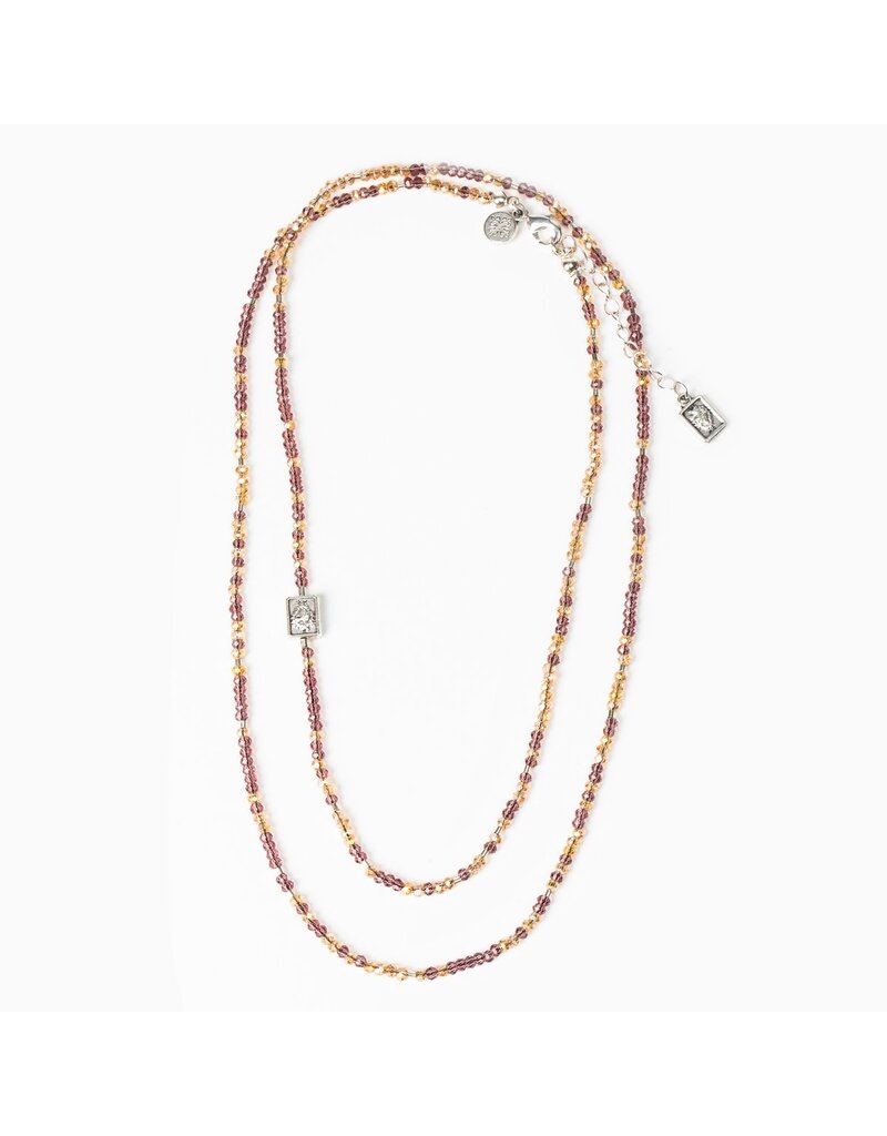 MY SAINT MY HERO Serenity Morse Code Rope Necklace - Silver/Pink/Topaz