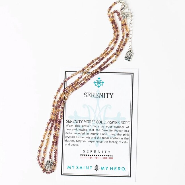 Serenity Morse Code Rope Necklace - Silver/Pink/Topaz