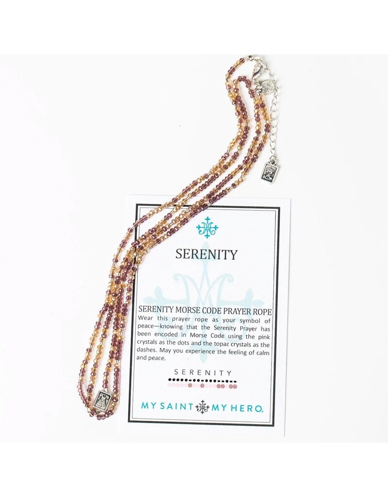 MY SAINT MY HERO Serenity Morse Code Rope Necklace - Silver/Pink/Topaz