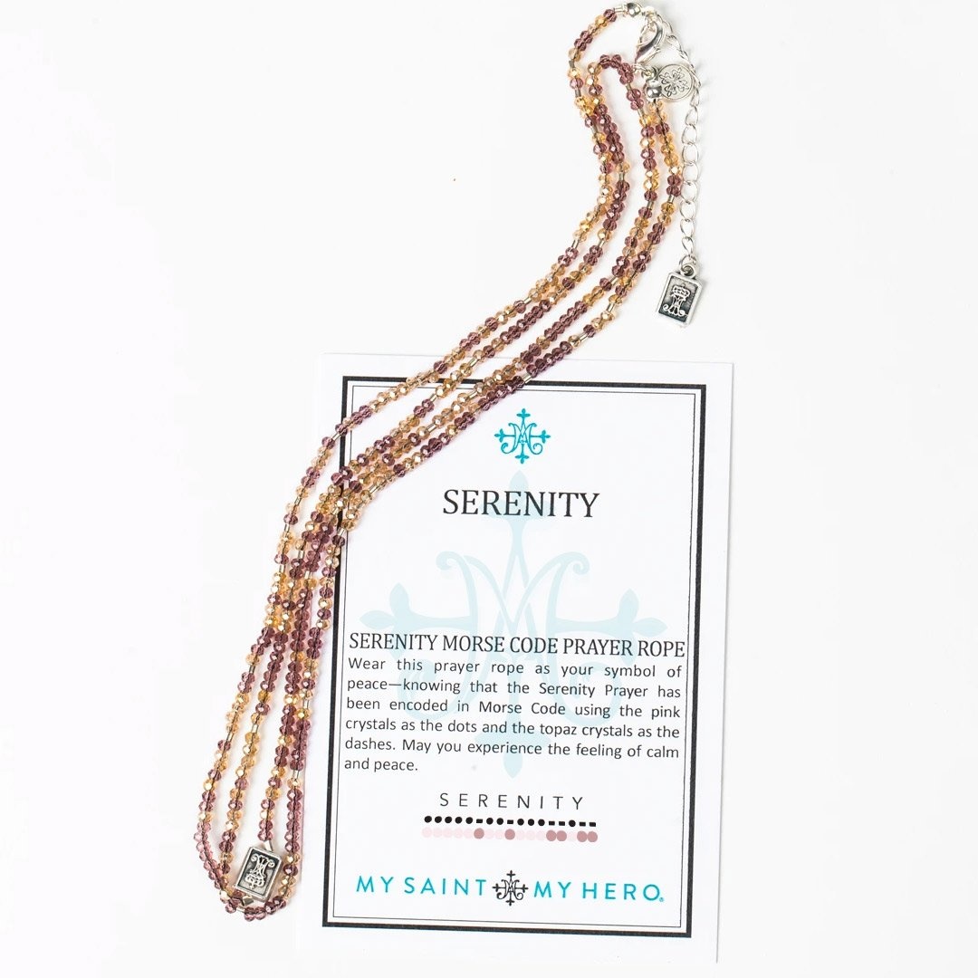 My Saint My Hero Serenity Morse Code Rope Necklace - Silver/Pink