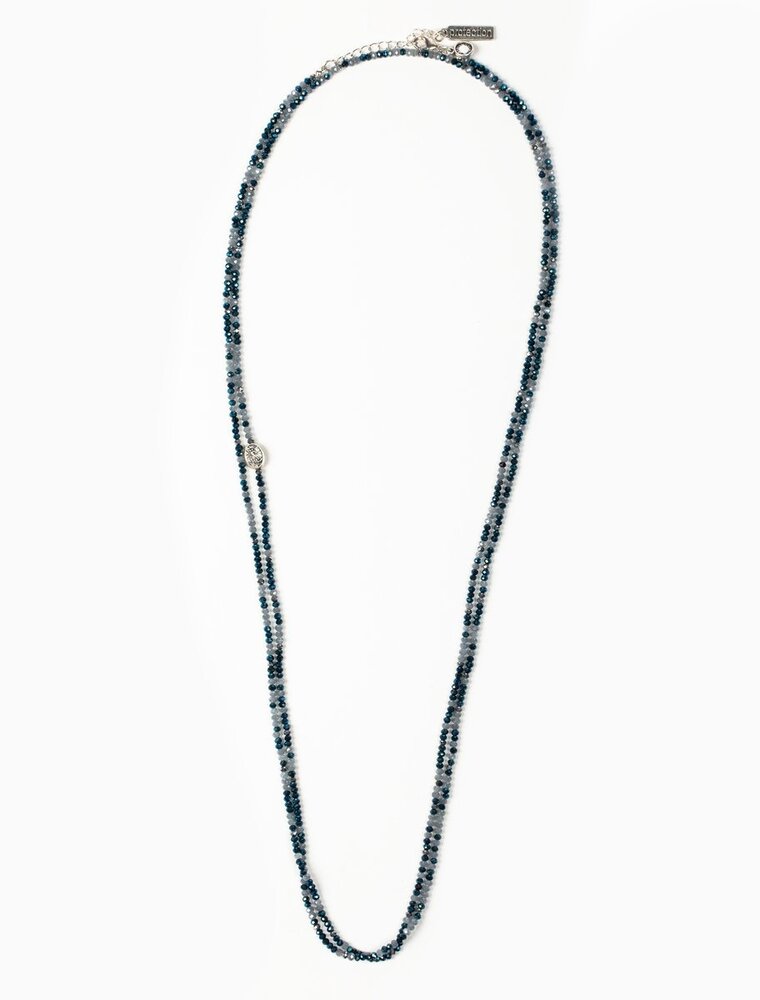 MY SAINT MY HERO Protection Archangel Michael Prayer Morse Code Rope Necklace - Silver/Blue