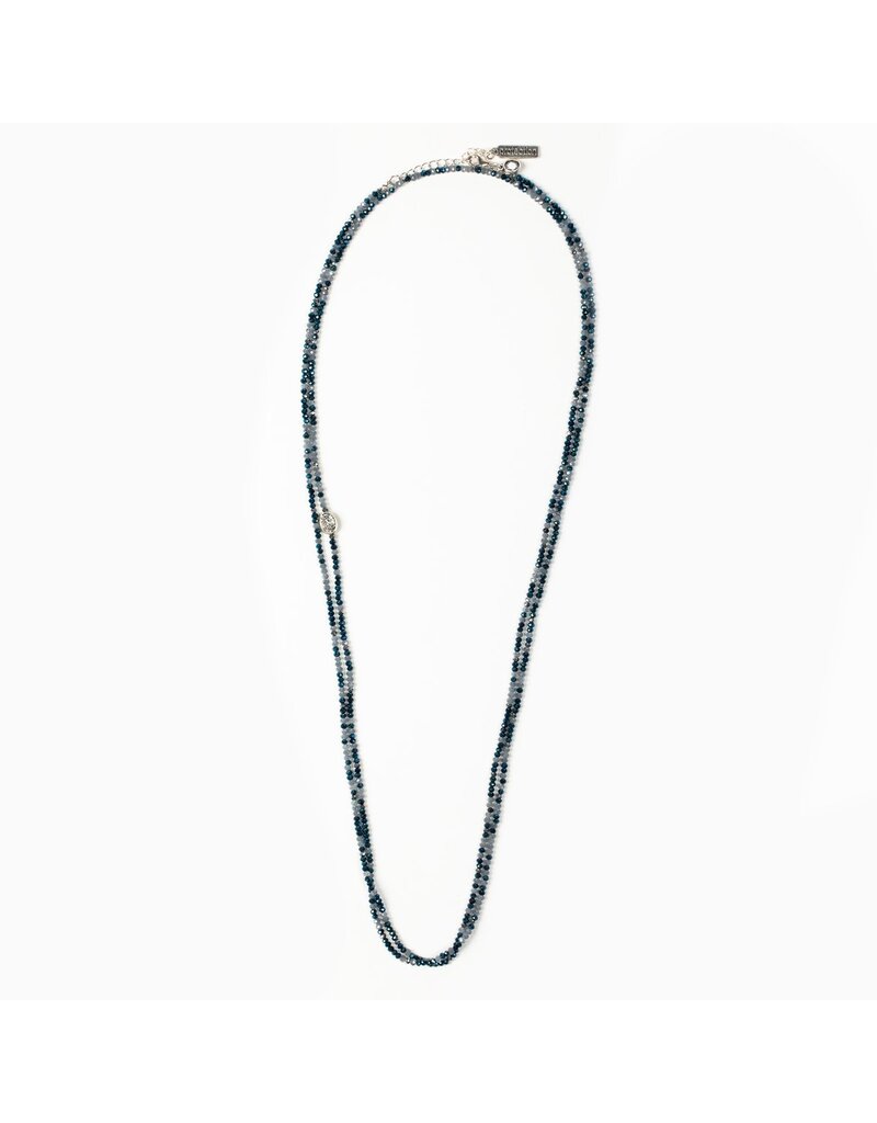 MY SAINT MY HERO Protection Archangel Michael Prayer Morse Code Rope Necklace - Silver/Blue