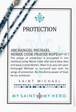 MY SAINT MY HERO Protection Archangel Michael Prayer Morse Code Rope Necklace - Silver/Blue MY SAINT MY HERO Protection Archangel Michael Prayer Morse Code Rope Necklace - Silver/Blue