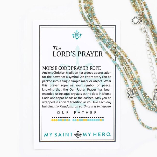 The Lord's Prayer Morse Code Rope Necklace - Topaz/Silver