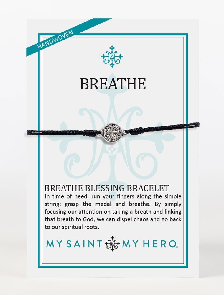 MY SAINT MY HERO Breathe Blessing Bracelet - Black/Silver